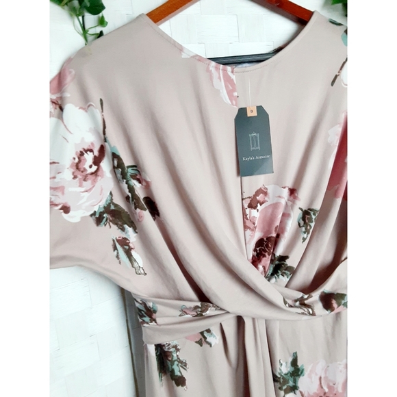 Kayla's Armoire Floral Faux-Wrap Assymetric Dress - Picture 7 of 16